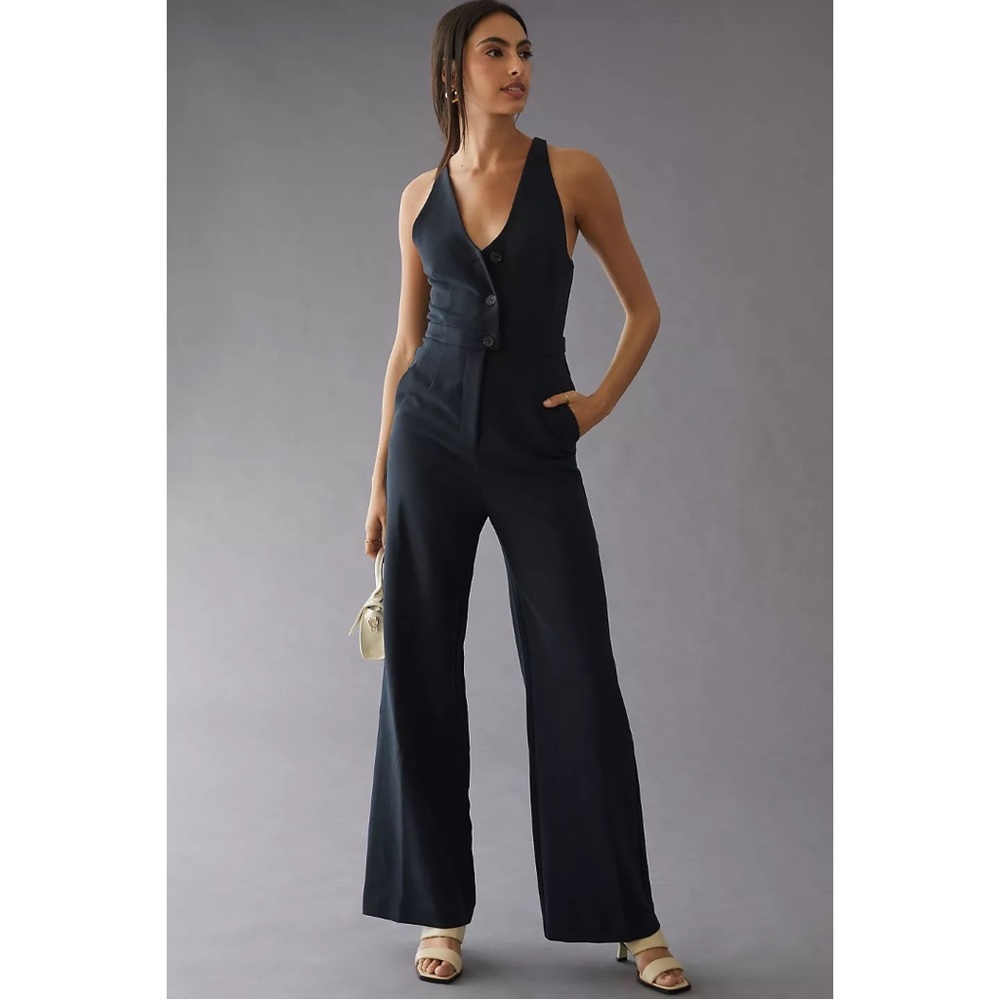 NWOT Maeve by Anthropologie Deep-V Jumpsuit Black Size 4